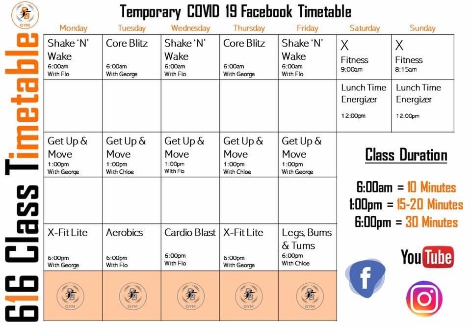 Temporary Covid-19 Facebook Timetable